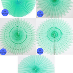 Mint Paper Fans, 5 Sizes