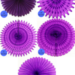 Purple Paper Fans, 5 Sizes