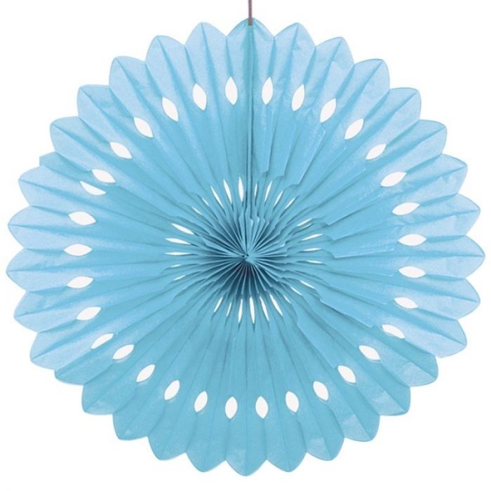 Light Blue Paper Fans, 5 Sizes