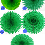 Light Green Paper Fans, 5 Sizes