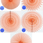 Peach Paper Fans, 5 Sizes