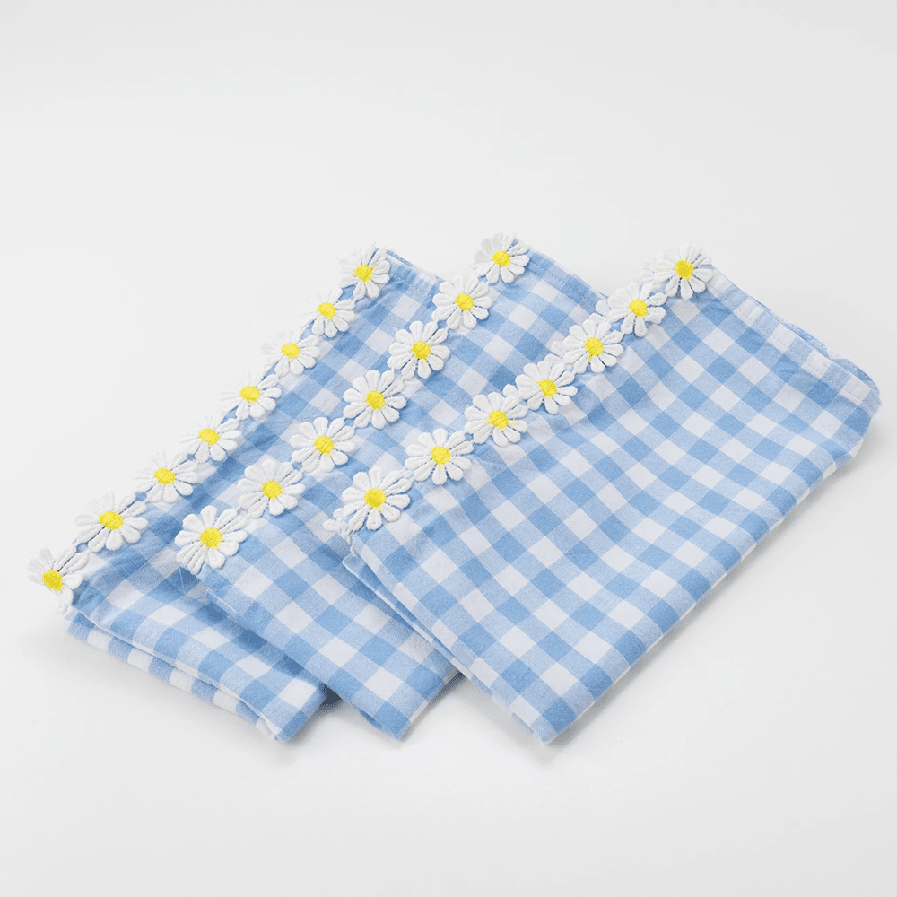 Meri Meri Daisy Gingham Fabric Napkins, Shopsweetluluss