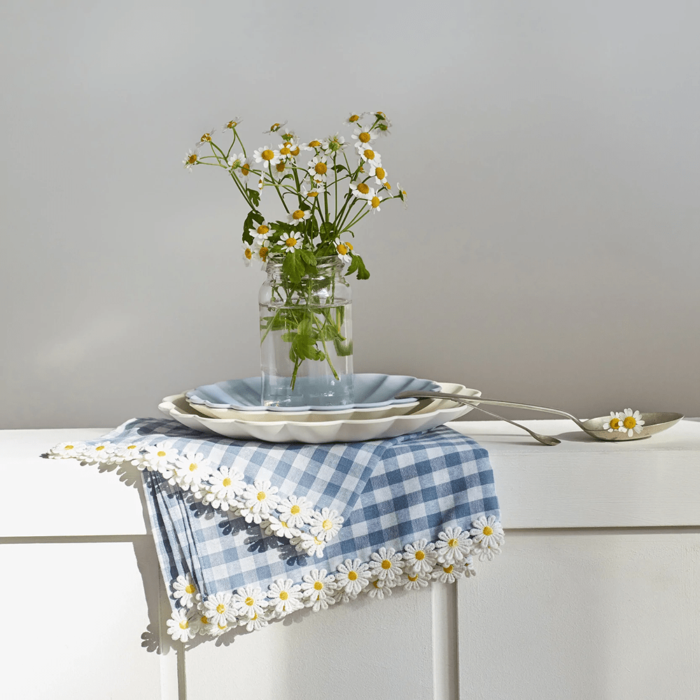 Meri Meri Daisy Gingham Fabric Napkins, Shopsweetluluss