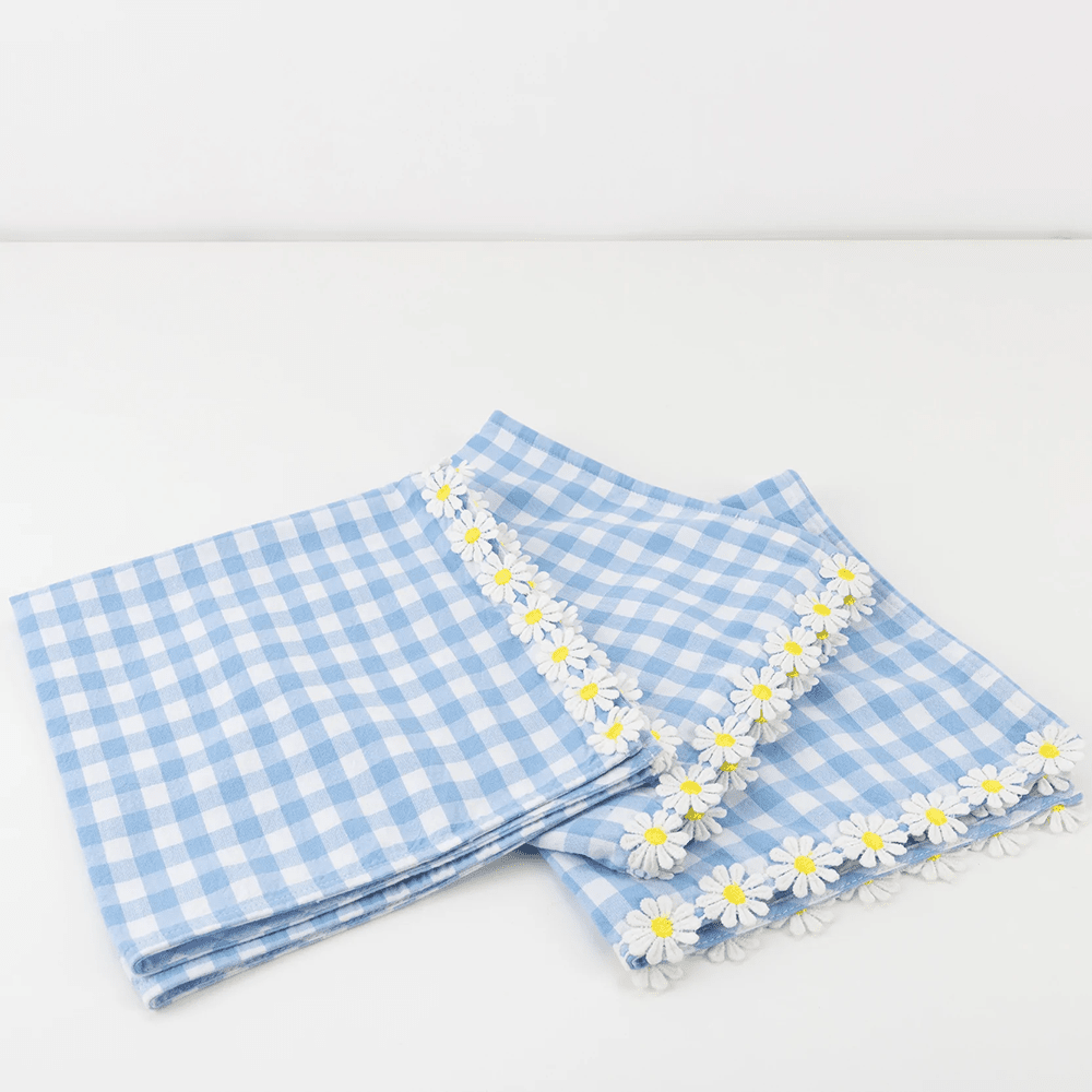 Meri Meri Daisy Gingham Fabric Napkins, Shopsweetluluss