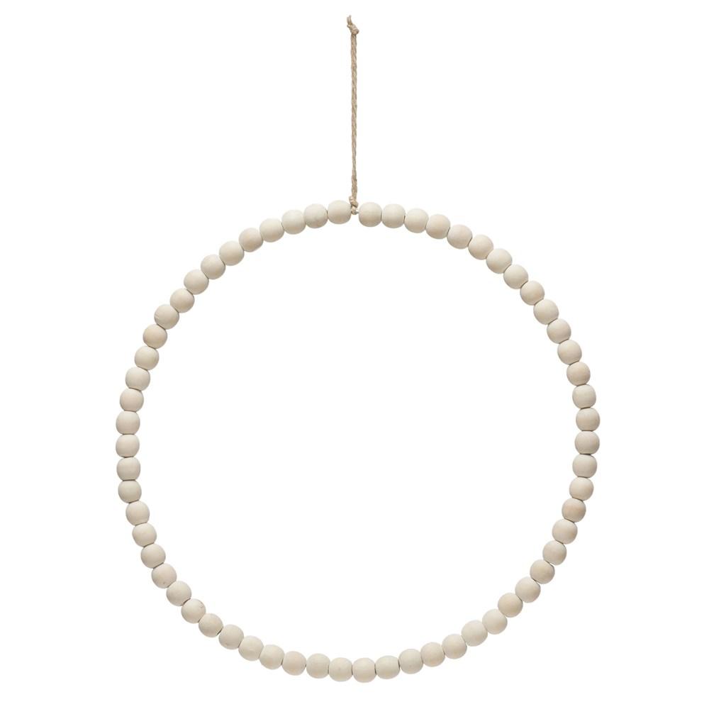 Round Metal & Wood Bead Circle Wreath - 2 Sizes, Shopsweetluluss