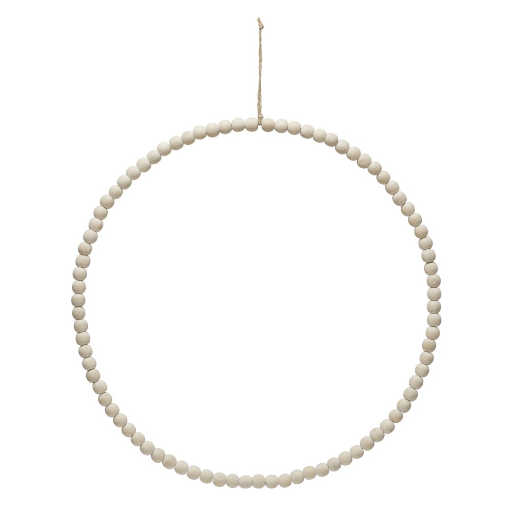 Round Metal & Wood Bead Circle Wreath - 2 Sizes, Shopsweetluluss