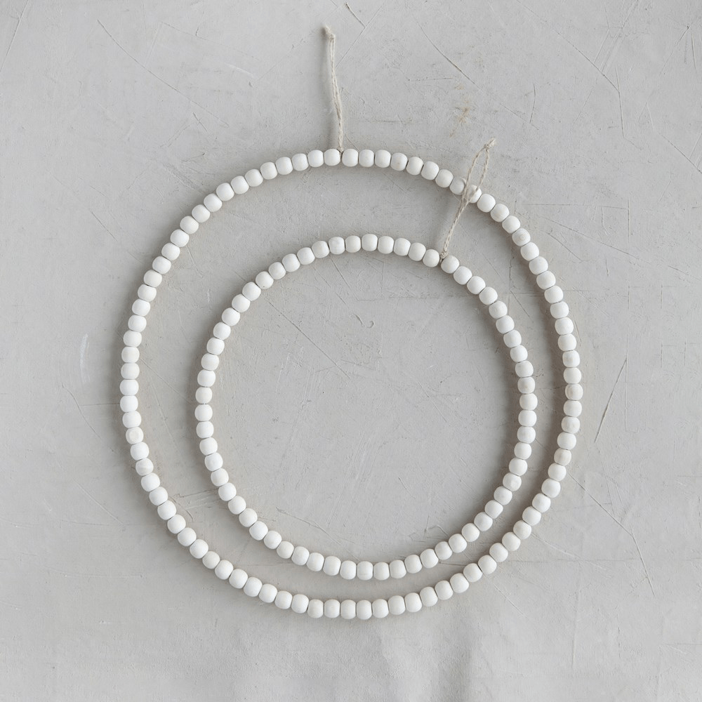 Round Metal & Wood Bead Circle Wreath - 2 Sizes, Shopsweetluluss