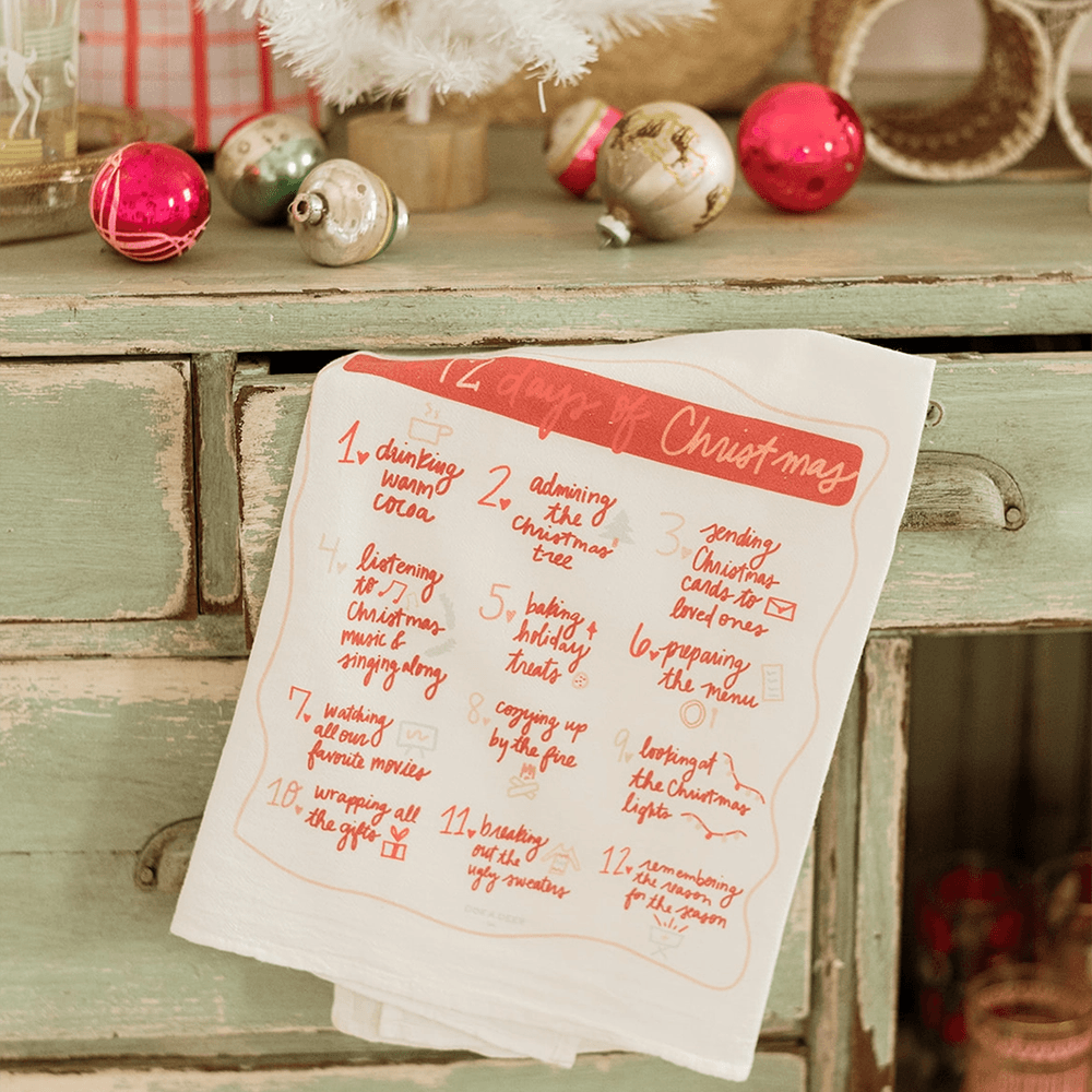 12 Days of Christmas Flour Sack Towel, Shopsweetluluss
