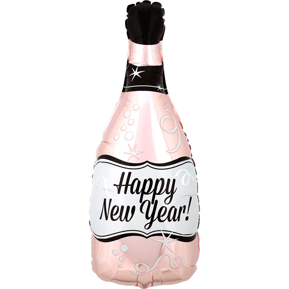 18" "Happy New Year" Pink Champagne Foil Balloon, Shopsweetluluss