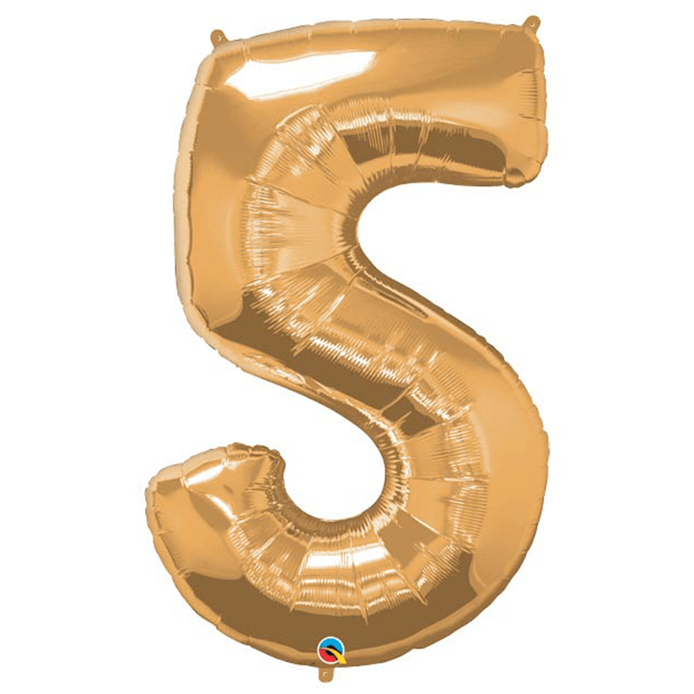34" Number Balloons, Gold - 10 Options