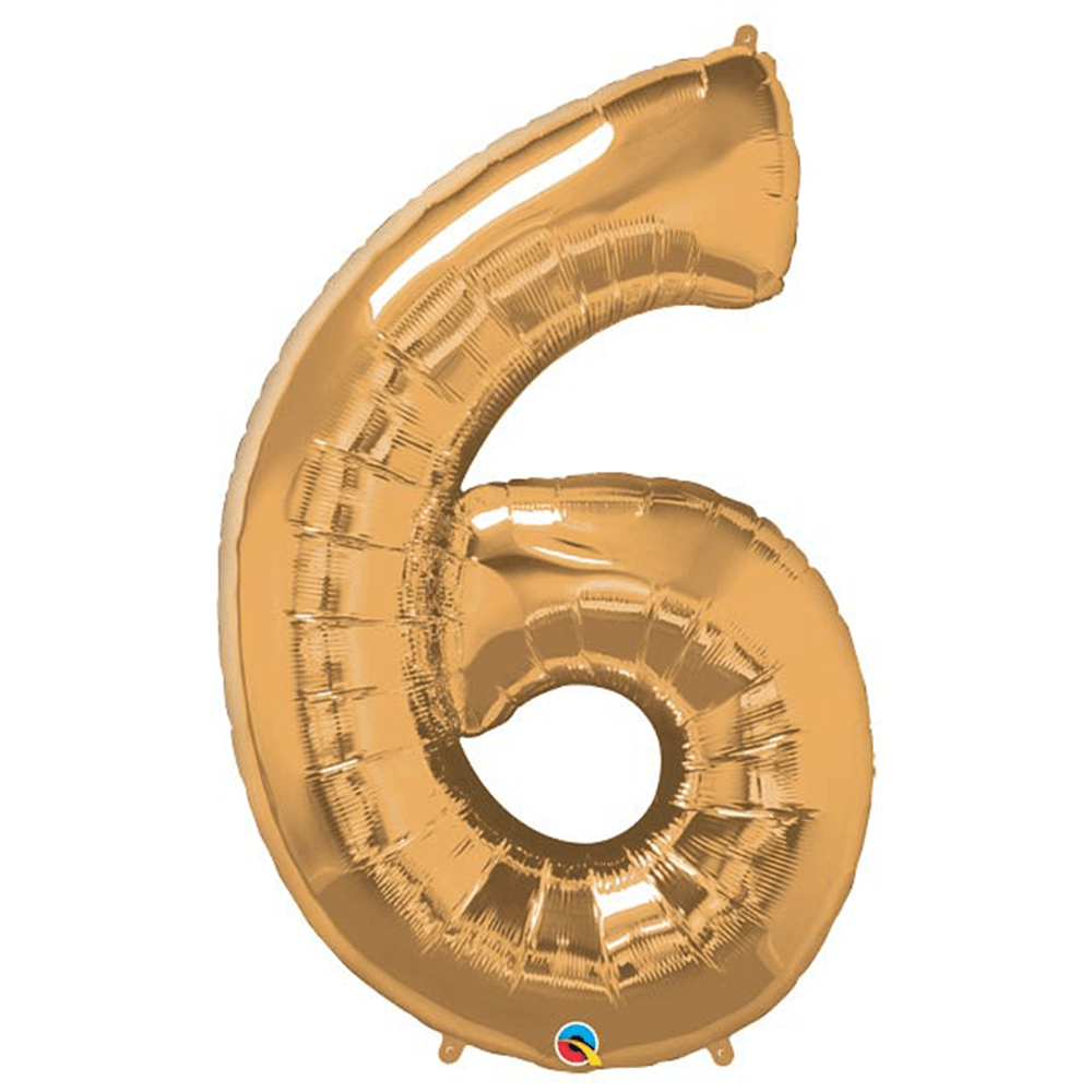 34" Number Balloons, Gold - 10 Options