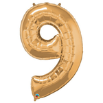 34" Number Balloons, Gold - 10 Options