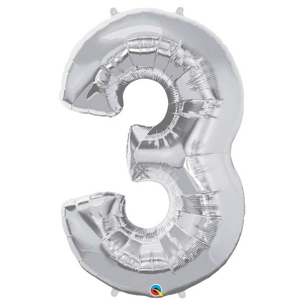 34" Number Balloons - Silver, Shopsweetluluss