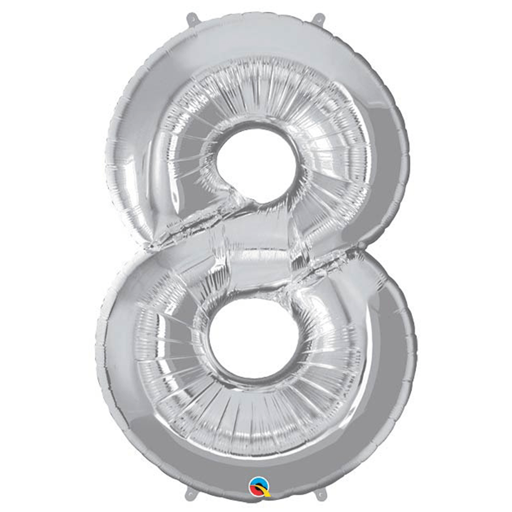 34" Number Balloons - Silver, Shopsweetluluss