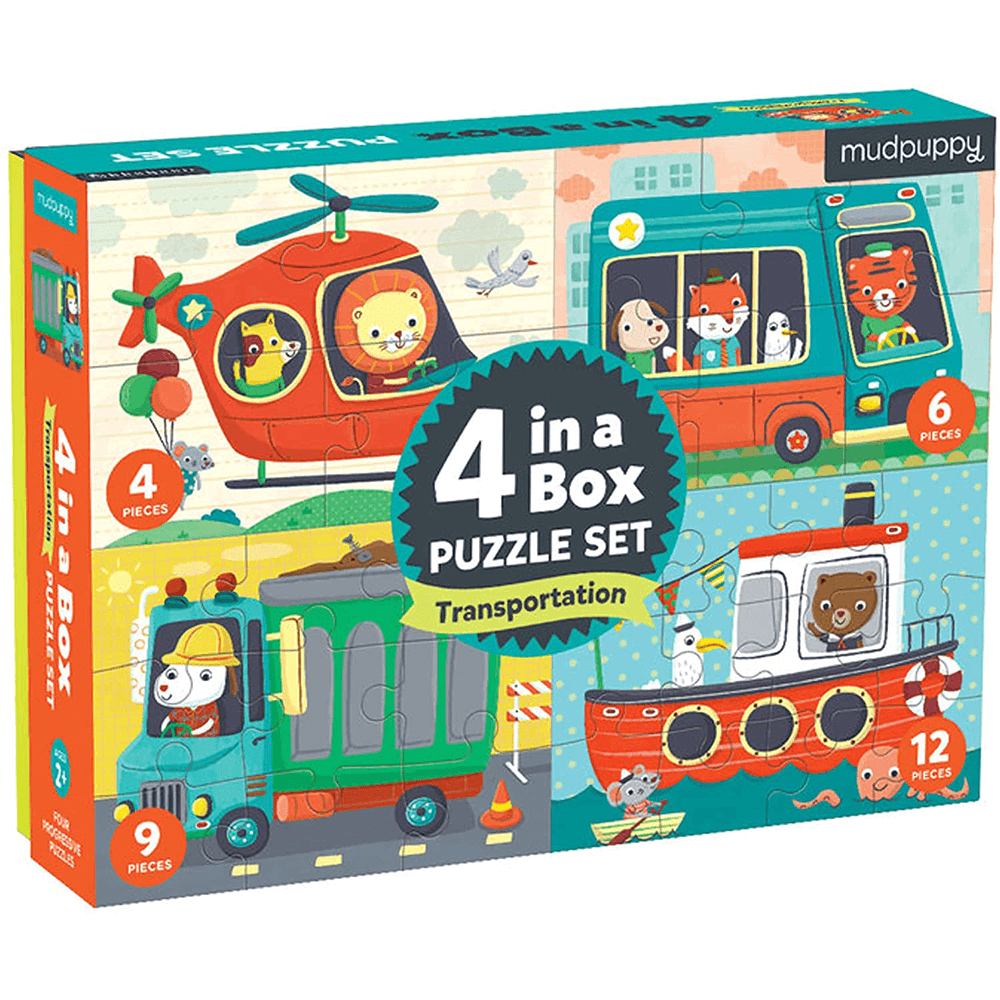4-in-a-Box Progressive Puzzle Set - Transportation, Shopsweetluluss