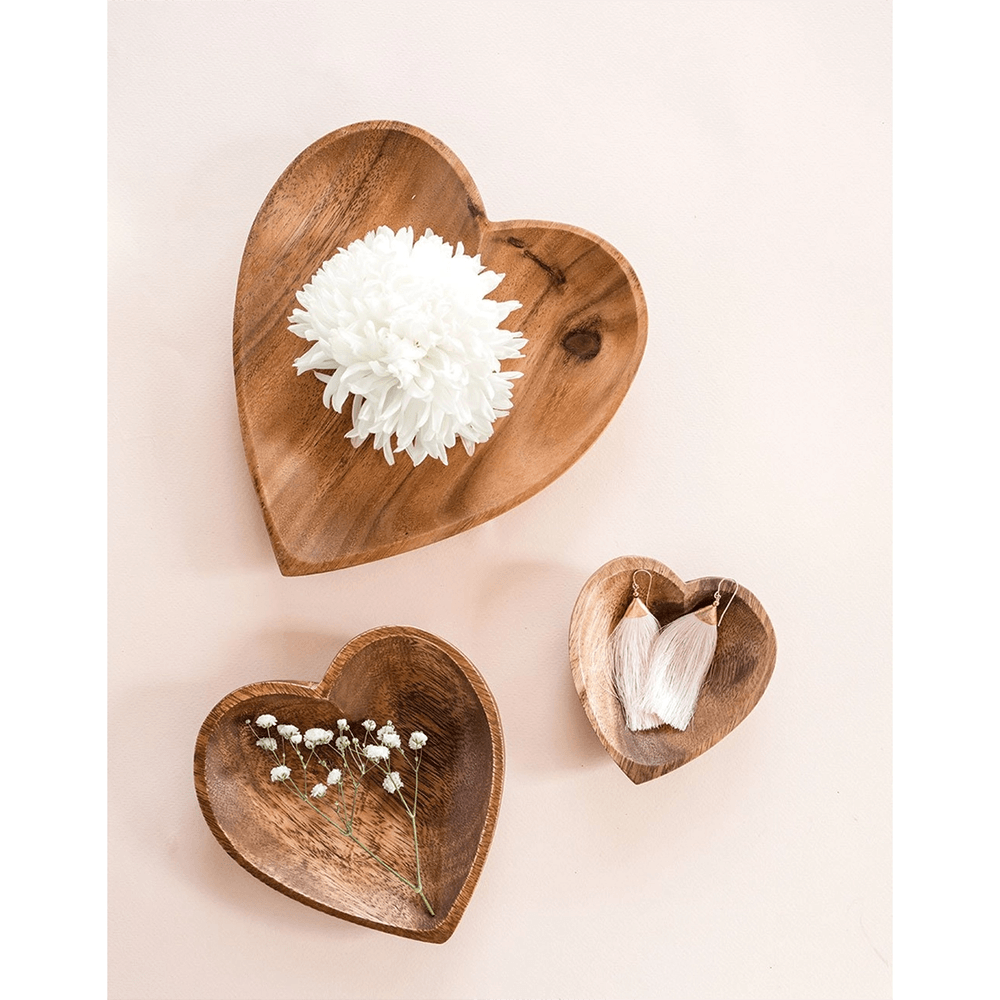 Acacia Wood Heart Tray - 2 Size Options, Shopsweetluluss