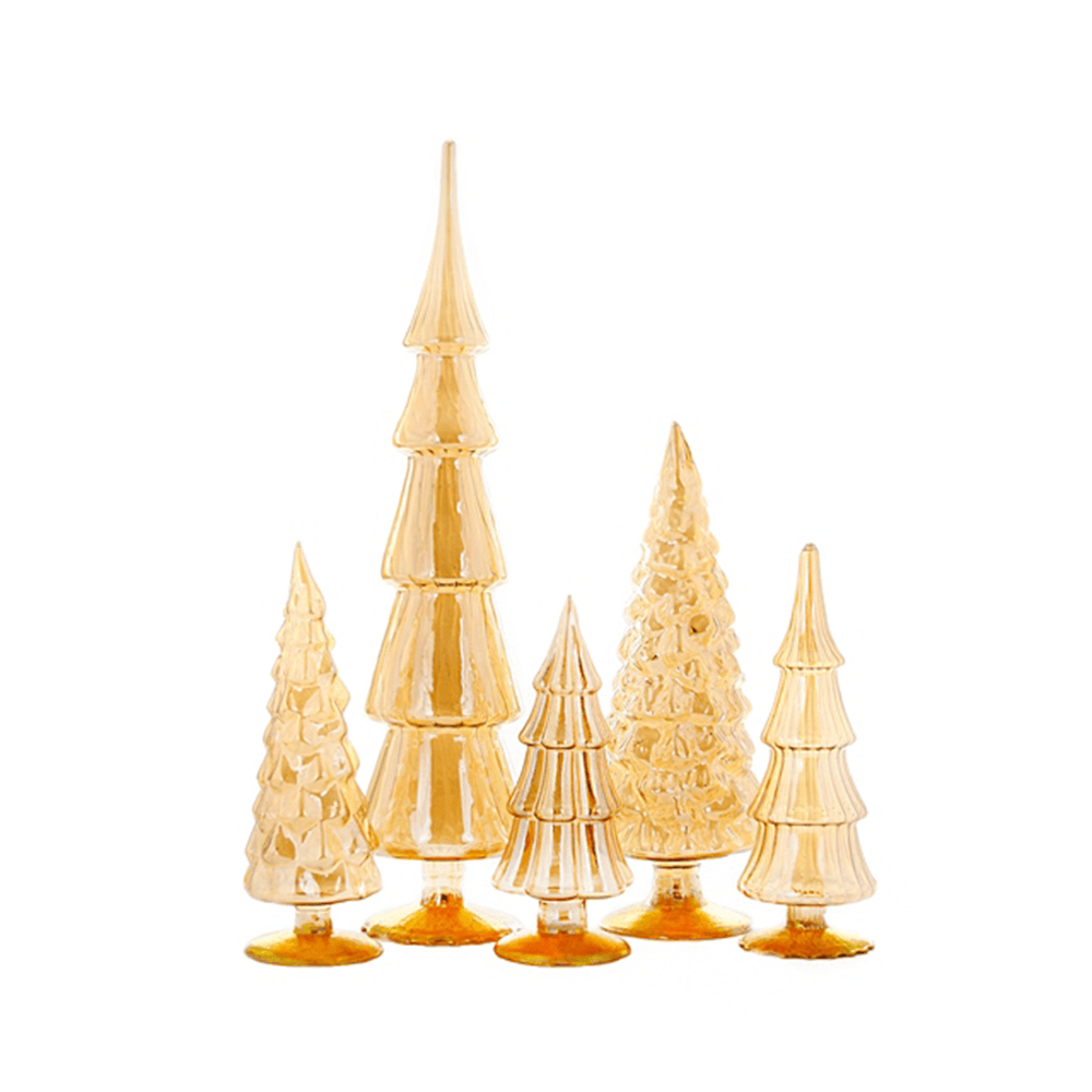 Amber Hue Glass Trees - Set of Five, Shopsweetluluss