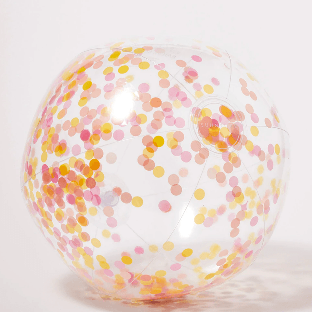Inflatable Beach Ball - Pink & Yellow Confetti, Shopsweetluluss