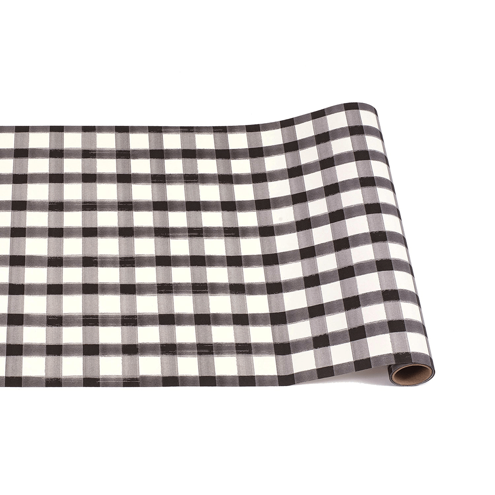 Black Painted Check Paper Runner, Shopsweetluluss