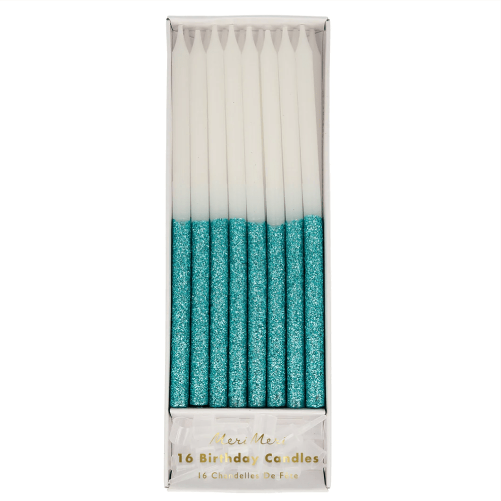 Blue Glitter Dipped Candles, Shopsweetluluss