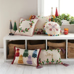 Boho Holiday Tree Farm Embroidered Pillow, Shopsweetluluss