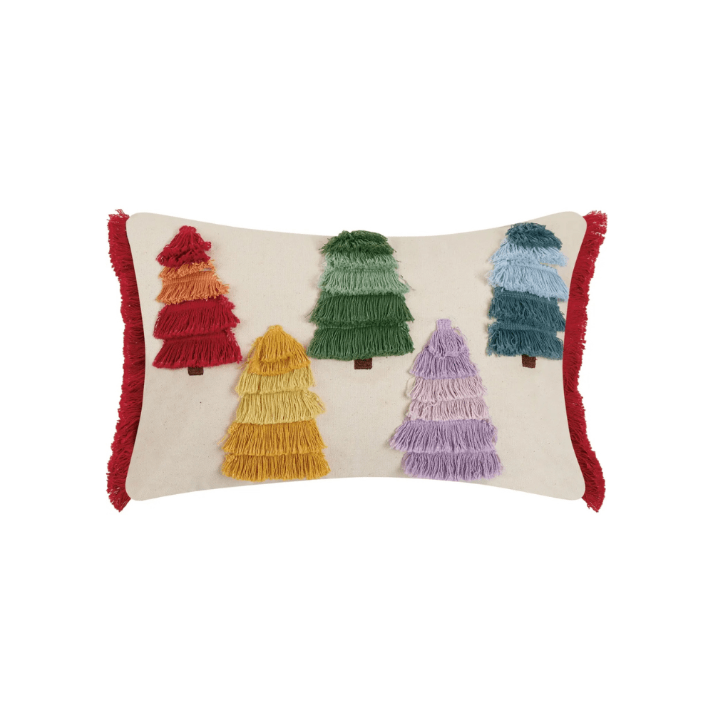 Boho Holiday Tree Farm Embroidered Pillow, Shopsweetluluss