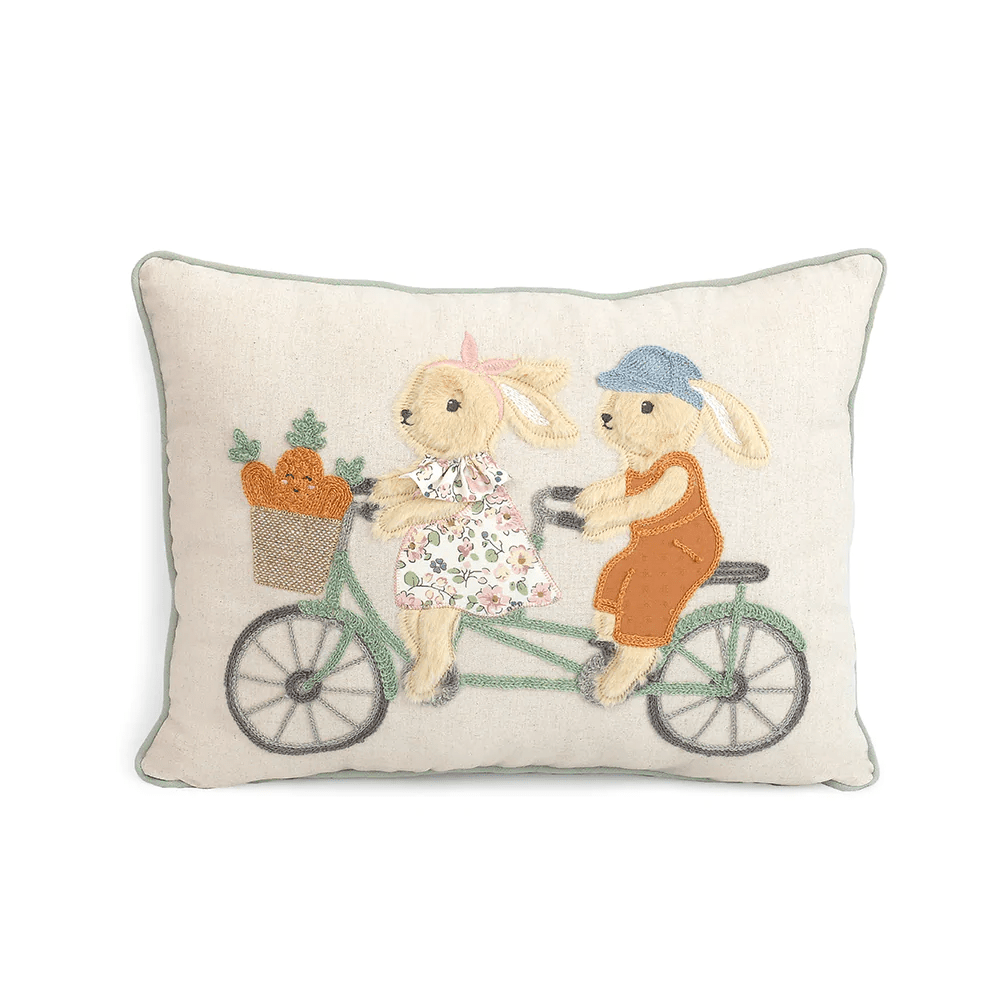 Bunny Bike Ride Pillow, Shopsweetluluss