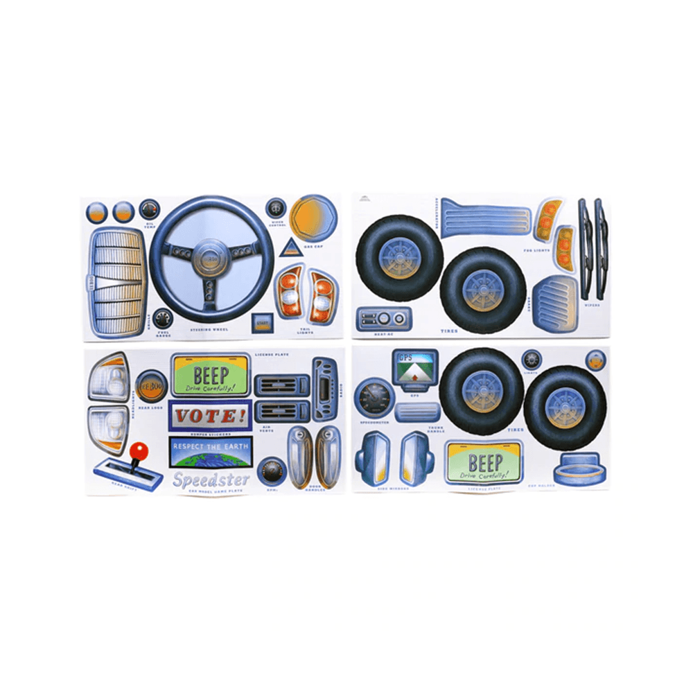 Car Pretend Play Reusable Sticker Set, Shopsweetluluss