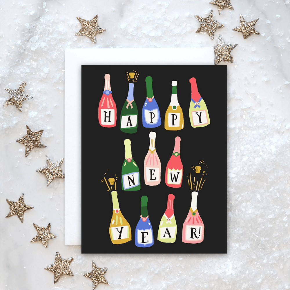 Champagne Bottles Card, Shopsweetluluss