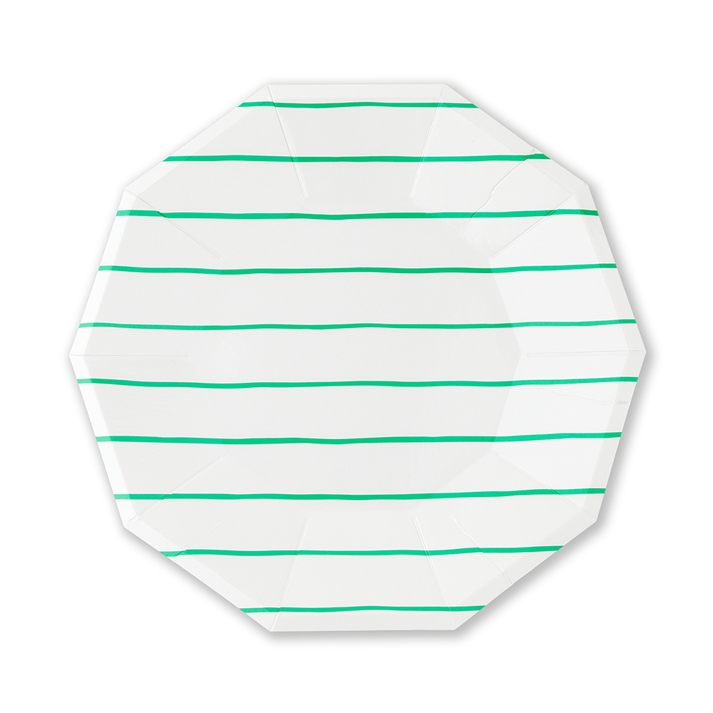 Clover Frenchie Striped Large Plates, Shopsweetluluss
