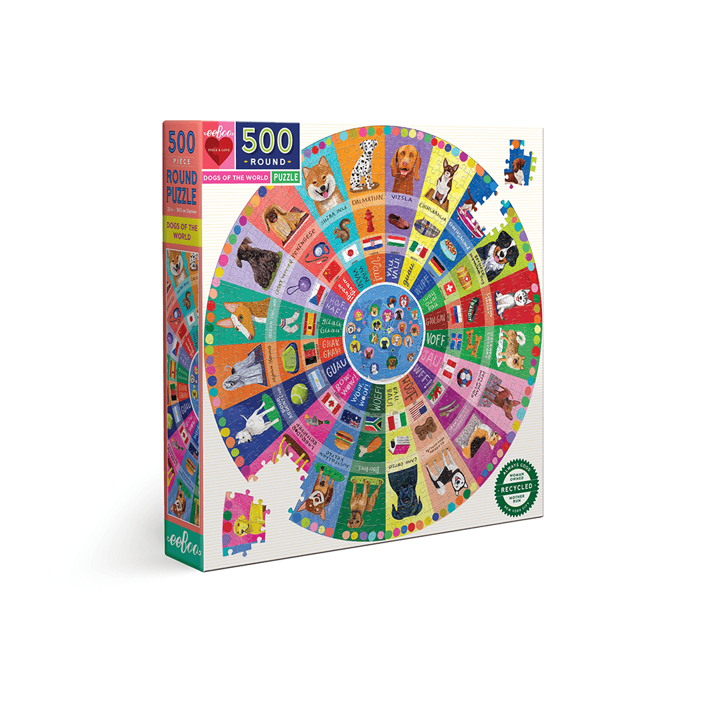 Dogs of the World 500 Round Puzzle, Shopsweetluluss