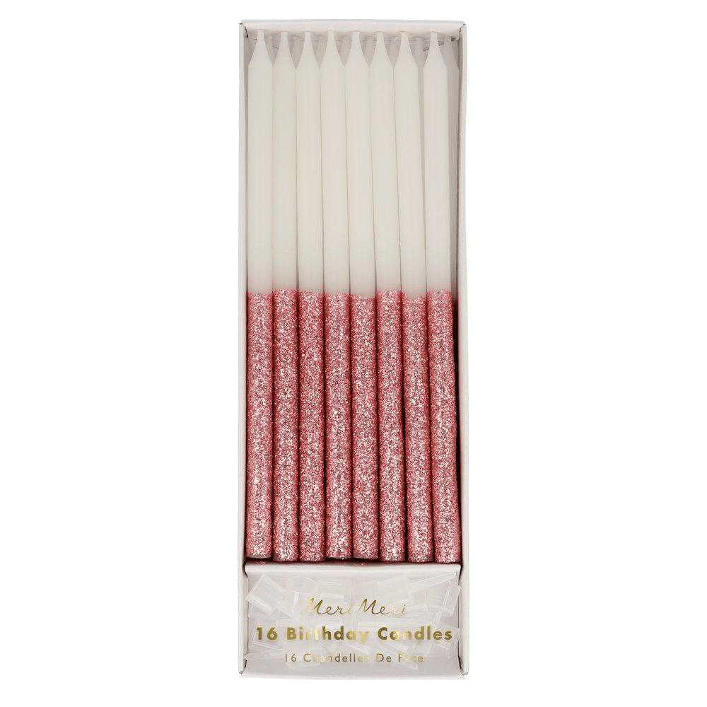 Dusty Pink Glitter Dipped Candles, Shopsweetluluss