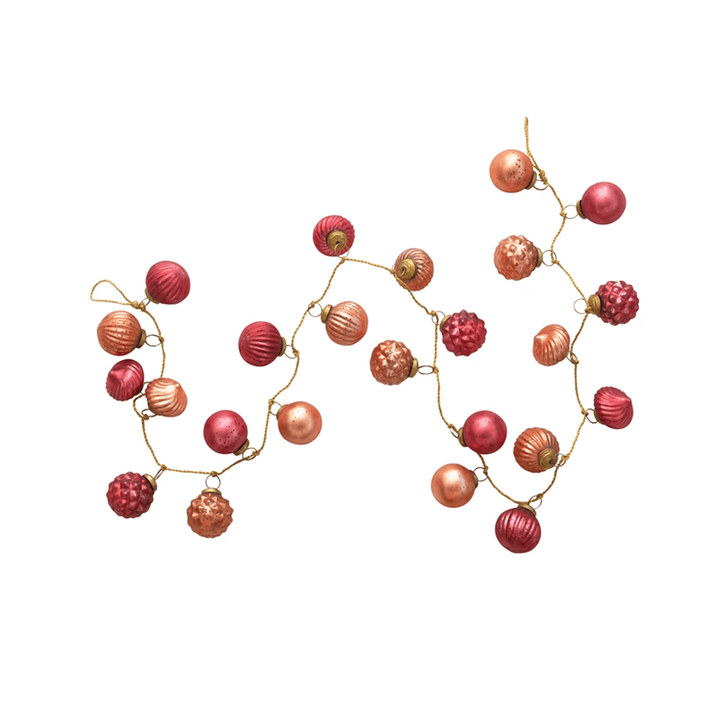 Embossed Mercury Glass Ball Ornament Garland - Pink Hues, Shopsweetluluss