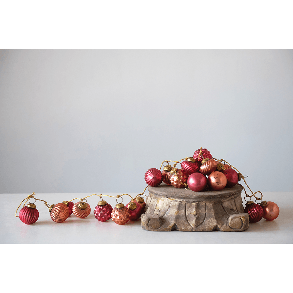 Embossed Mercury Glass Ball Ornament Garland - Pink Hues, Shopsweetluluss