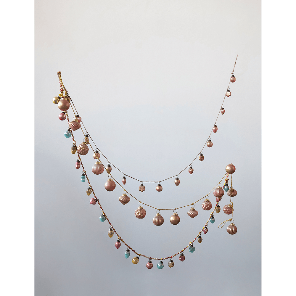 Embossed Mercury Glass Ball Ornament Garland - Pink & Gold, Shopsweetluluss