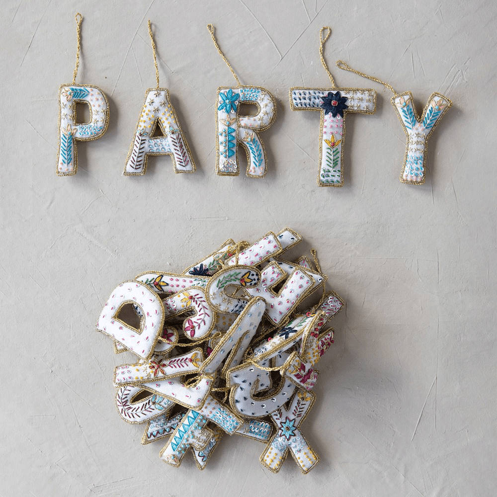 Fabric Alphabet Ornament with Beads & Embroidery, Shopsweetluluss
