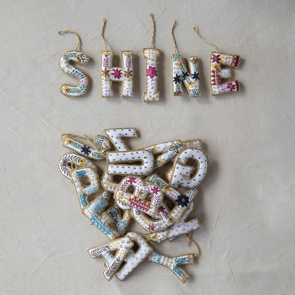 Fabric Alphabet Ornament with Beads & Embroidery, Shopsweetluluss