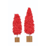 Fabric Yarn Tree w/ Wood Block Base, Hot Pink - 2 Size Options, Shopsweetluluss