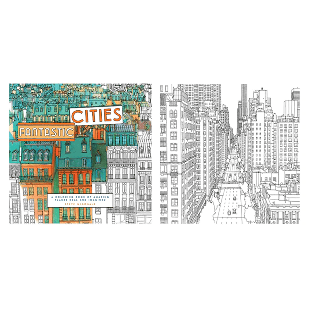 Fantastic Cities Coloring Poster Set, Shopsweetluluss