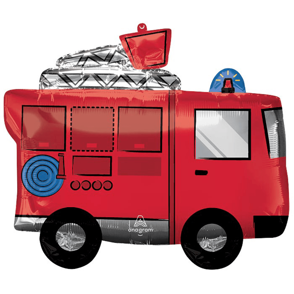 Fire Truck Foil Balloon, Shopsweetluluss