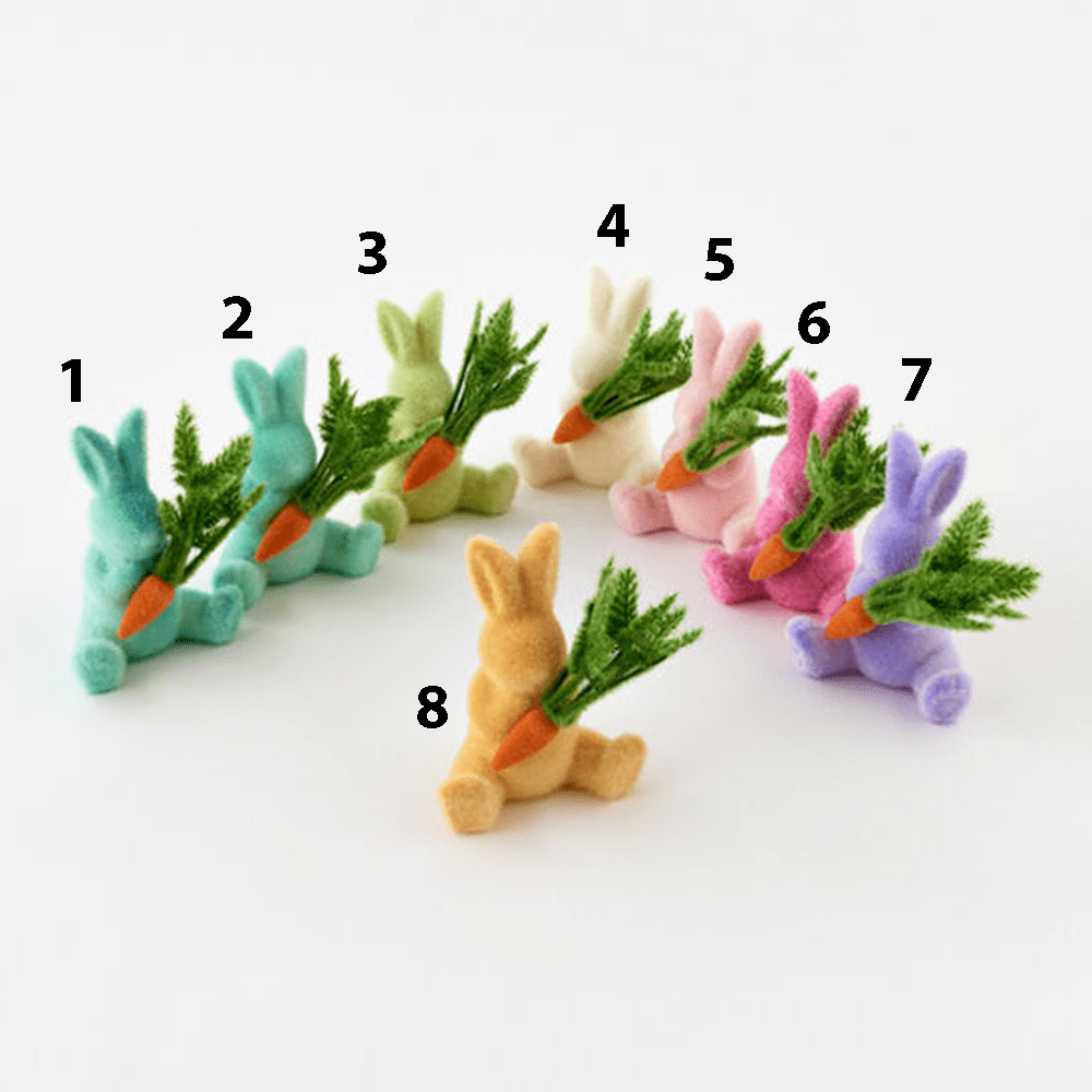 Flocked Bunny + Carrot - Color Options, Shopsweetluluss