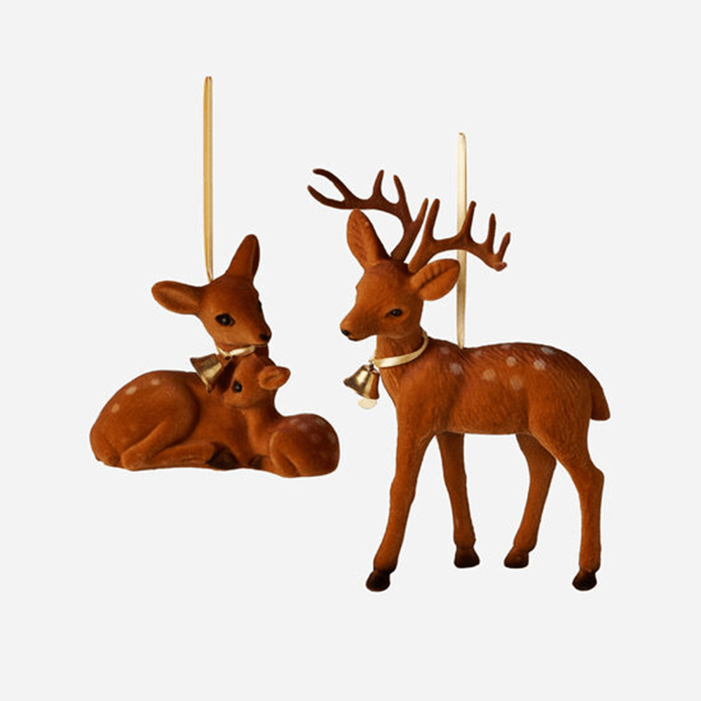 Flocked Deer Ornament - 2 Style Options, Shopsweetluluss