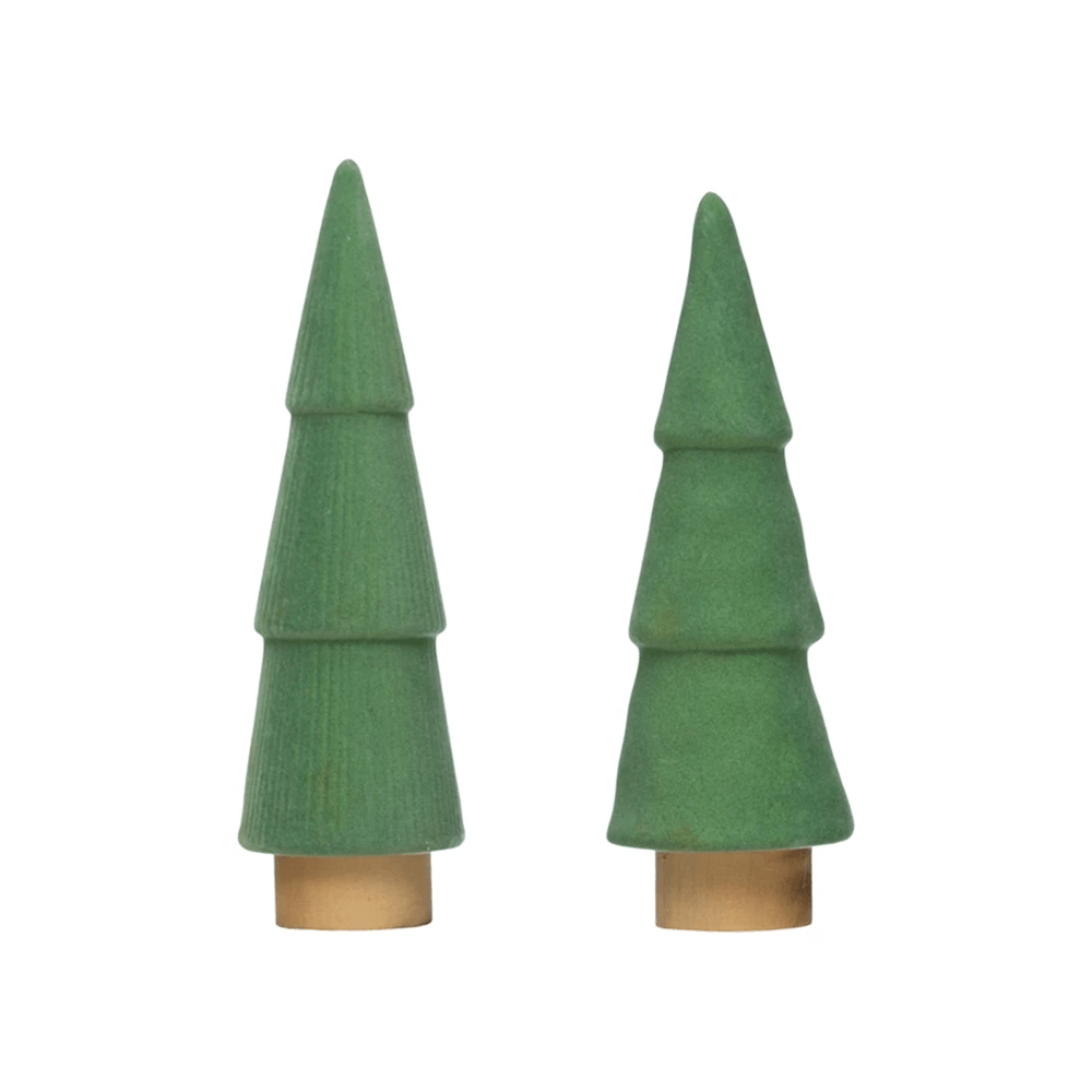 Flocked Stoneware Tree, Aqua - 2 Size Options, Shopsweetluluss
