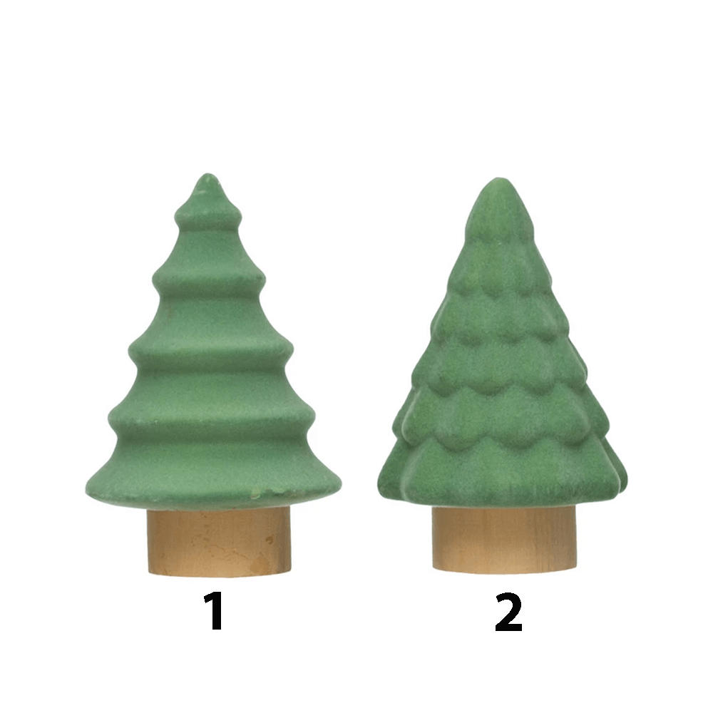 Flocked Stoneware Tree, Aqua - 2 Style Options, Shopsweetluluss