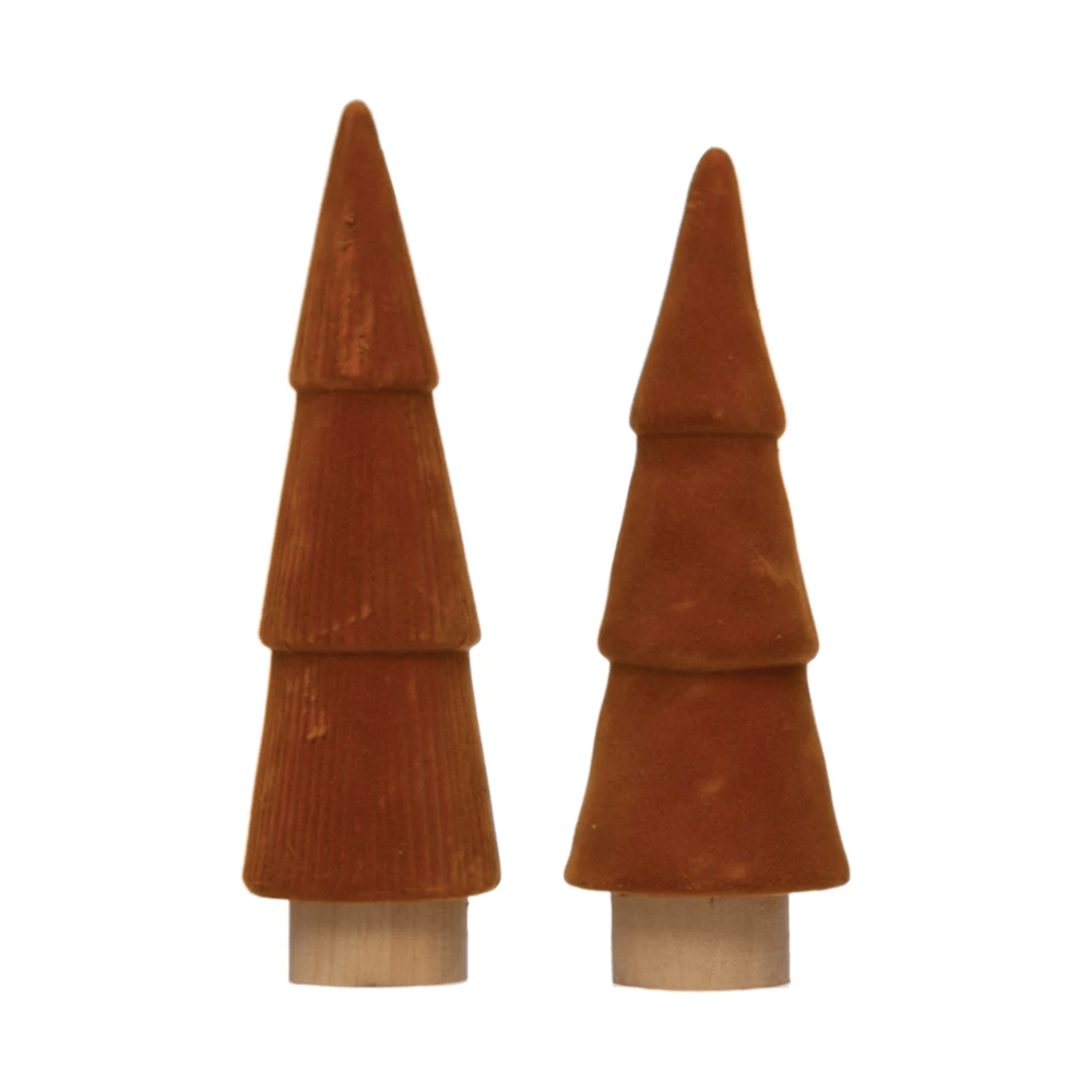 Flocked Stoneware Tree, Spice - 2 Size Options, Shopsweetluluss