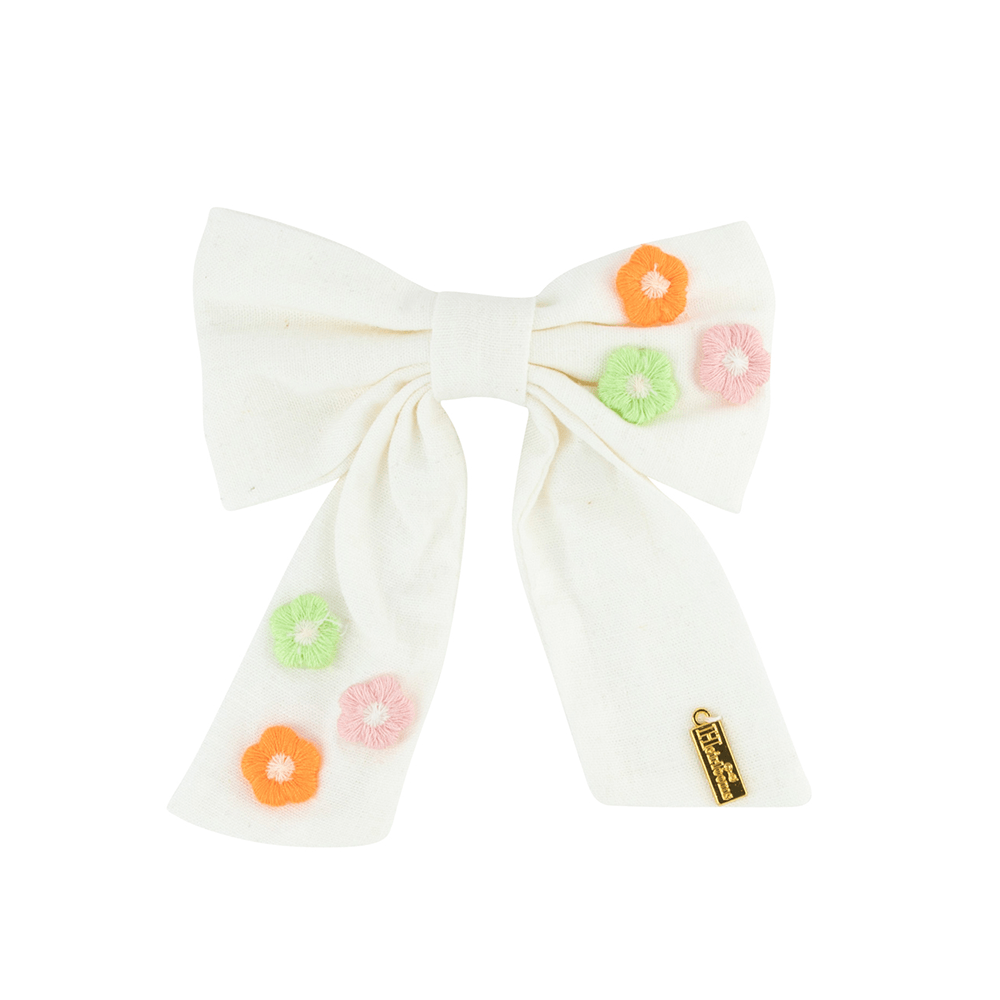 Floral Bow Clip - White, Shopsweetluluss