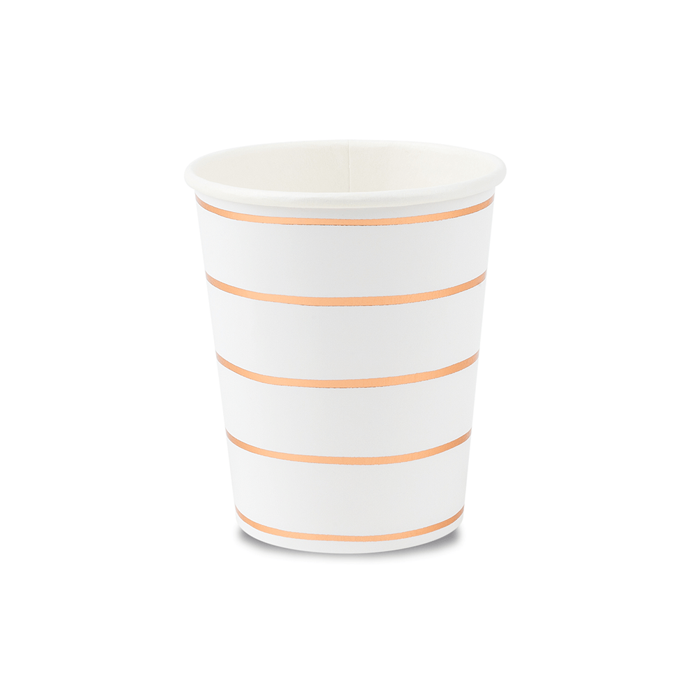 Rose Gold Frenchie Striped 9 oz Cups, Shopsweetluluss