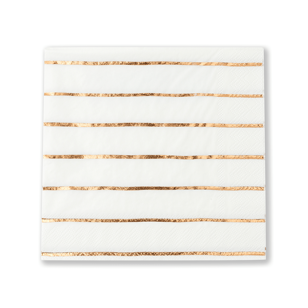 Rose Gold Frenchie Striped Large Napkins, Shopsweetluluss