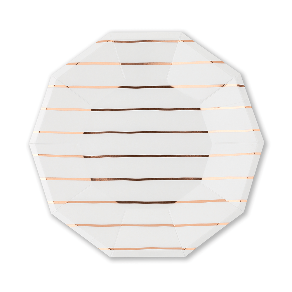 Rose Gold Frenchie Striped Large Plates, Shopsweetluluss