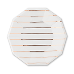 Rose Gold Frenchie Striped Large Plates, Shopsweetluluss